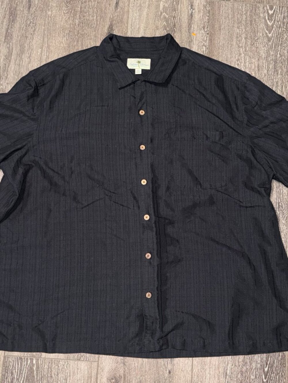 Vintage Island Shores Short-sleeve Hawaiian Button Up Shirt Black Size 3XL